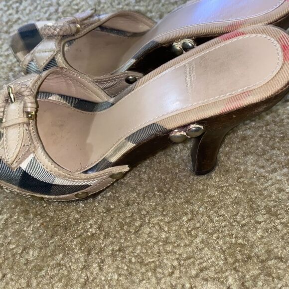 BURBERRY NOVA CHECK Y2K SLIP ON HEELS MULES SANDALS - Picture 4 of 7